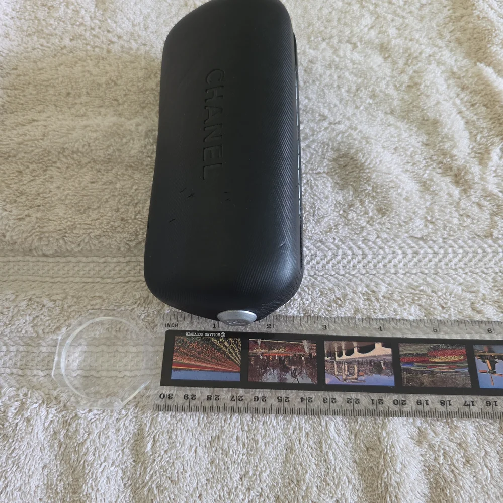 CHANEL – Authentic Black Hard Eyeglasses Case with CC Snap Button